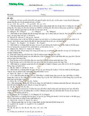 Đề kiểm tra 45 phút số 1 môn Vật lý 12 - Vũ Đình Hoàng